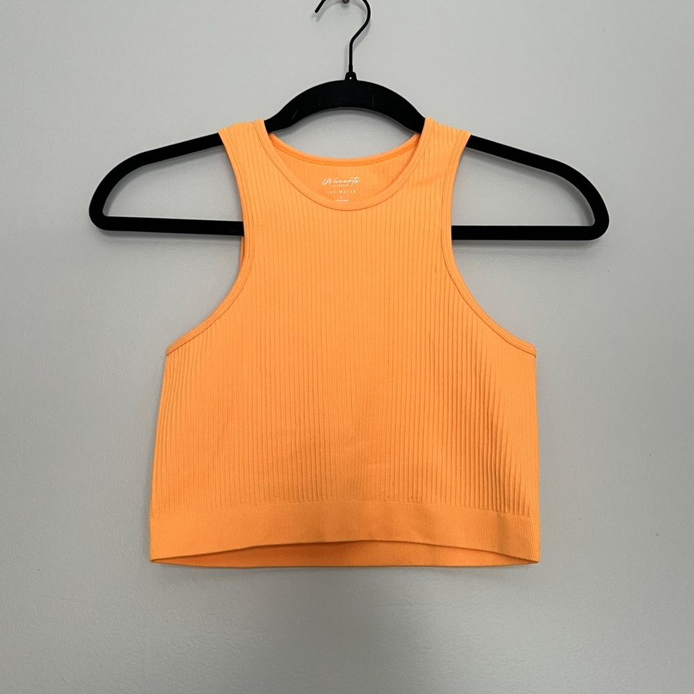 La Hearts Orange Ribbed Cropped Tank